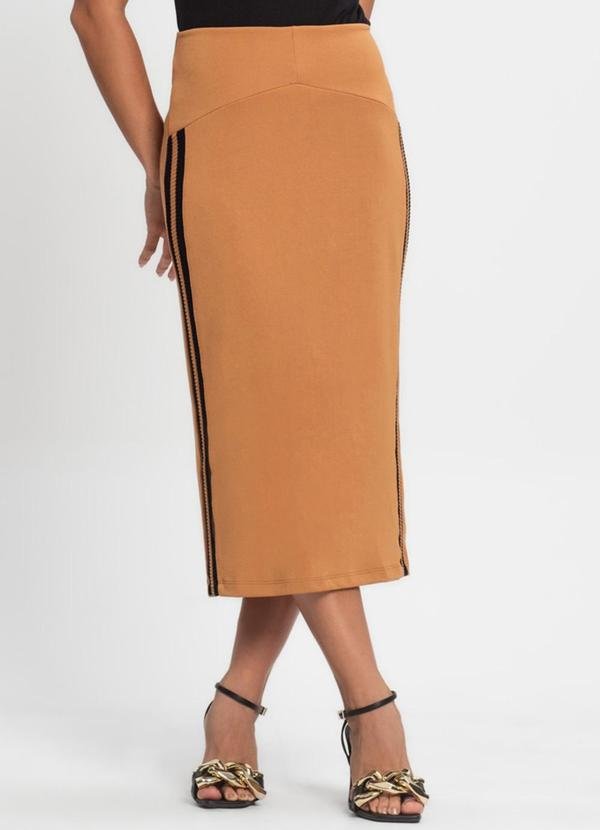 Saia Midi Feminina Ponto Roma Marrom