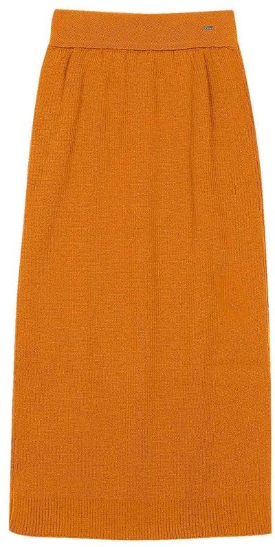 Saia Midi Feminina Tricot Marrom
