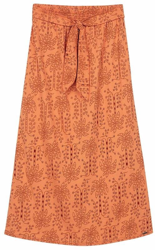Saia Midi Feminina Tropical Devorê Laranja