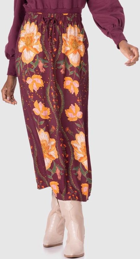 Imagem principal Saia Midi Floral em Viscose Roxo Malwee Malwee
