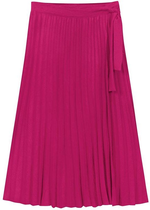 Saia Midi Plissada Feminina Rosa