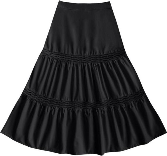 Saia Midi Tricoline Preto