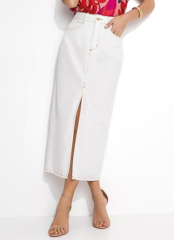 Imagem principal Saia Off White com Bolsos e Fenda Quintess Quintess