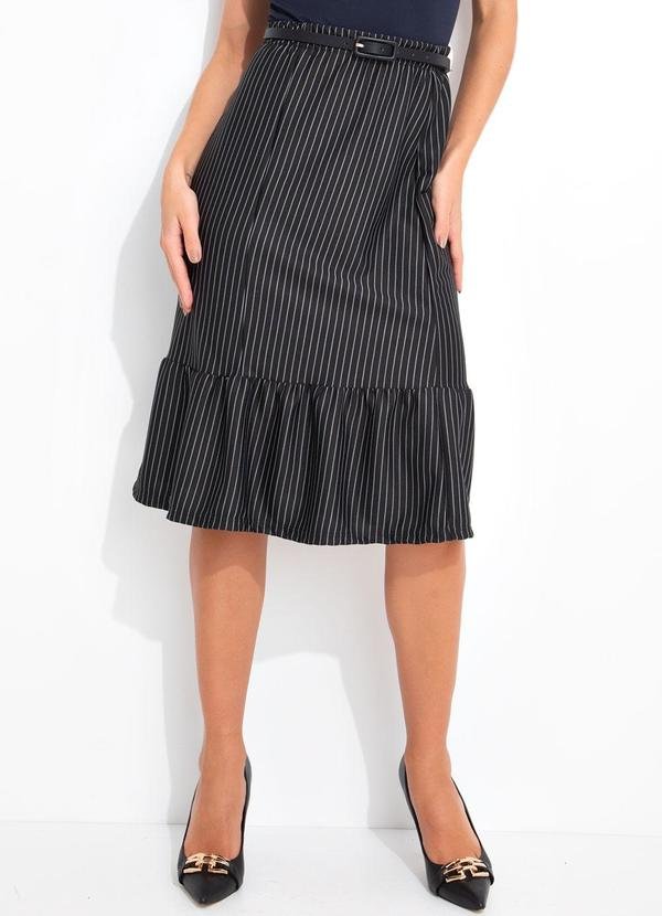 Saia Preto em Malha Fio Tinto