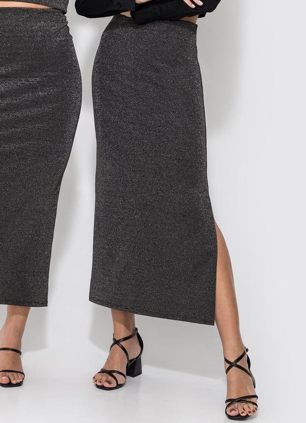 Imagem principal Saia Preto Mídi Evasê em Lurex Enfim Enfim