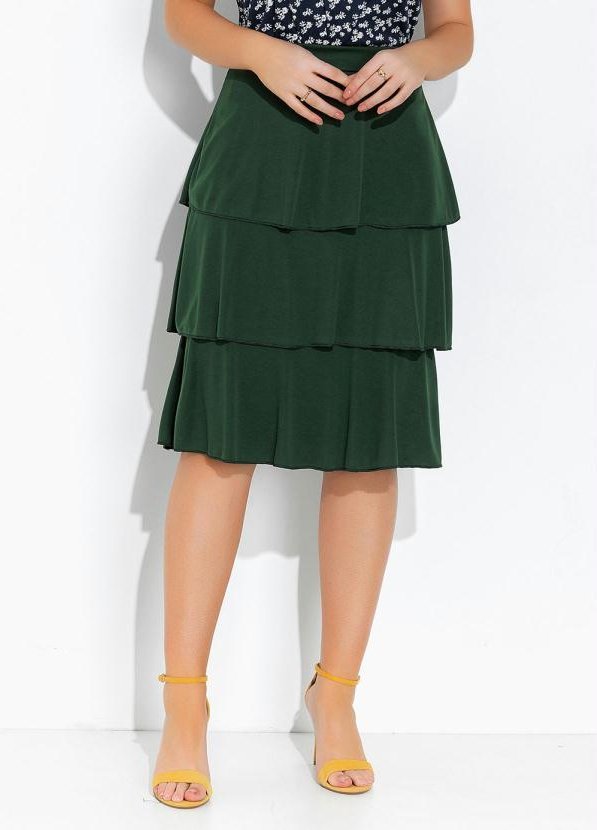 Saia Verde Militar com Babados