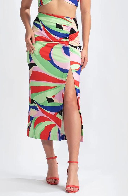 Saia Viscose Folhagem Fresca Verde