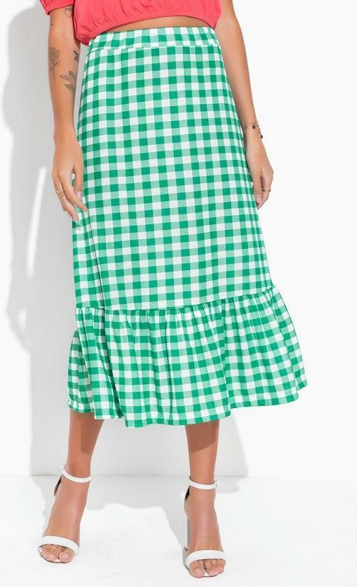 Imagem principal Saia Xadrez com Babado na Barra Moda Pop Moda Pop