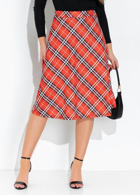 Saia Xadrez Laranja Evasê