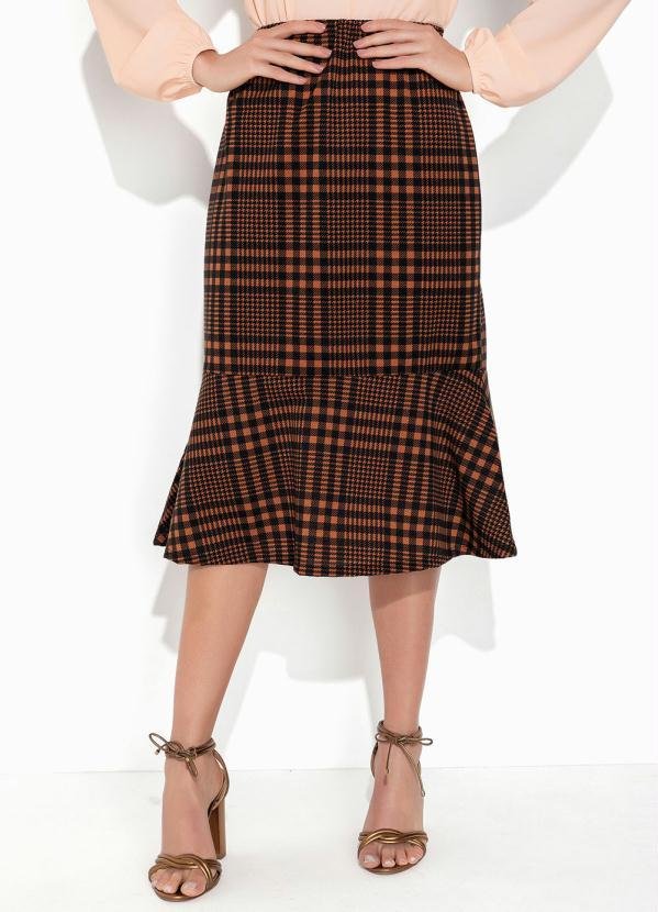 Imagem principal Saia Xadrez Marrom com Babado Rosalie Rosalie