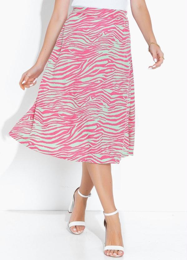 Saia Zebra com Bolsos Funcionais e Cintura Alta