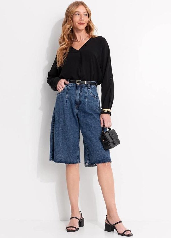 Imagem principal Jorts Jeans Escuro em Jeans Quintess Quintess