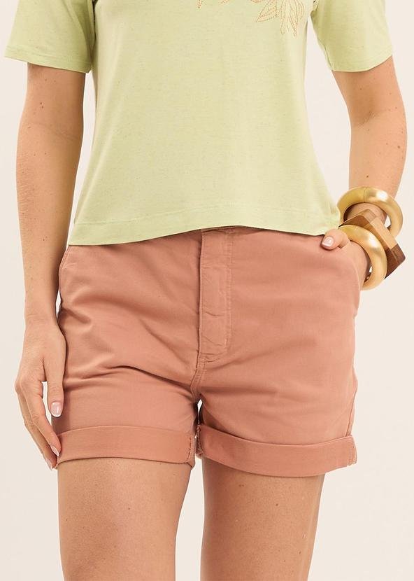 Shorts Mom Oliva em Sarja Rosa