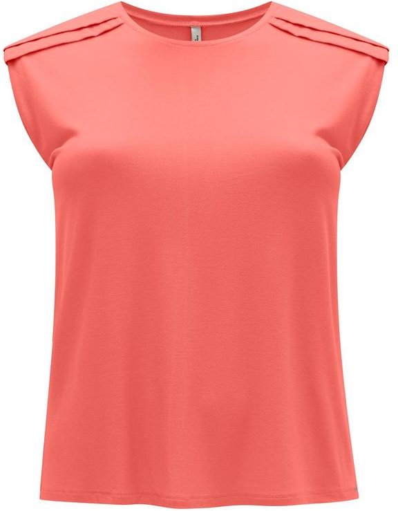 Blusa em Malha Crepe com Gola Redonda Laranja