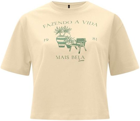 Imagem principal Camiseta Cropped D em Meia Malha Penteada Bege Lunender Lunender