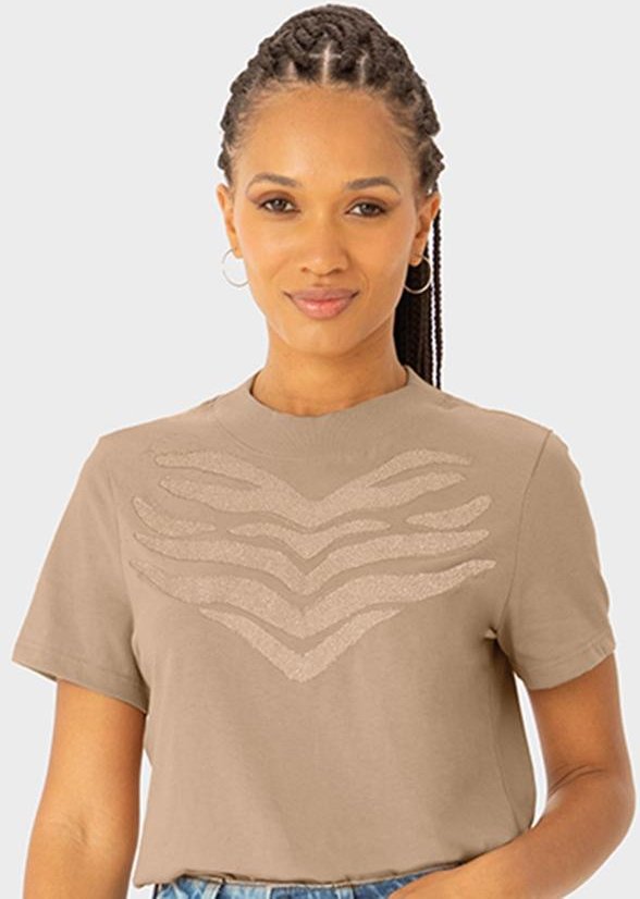 Camiseta Feminina Animal Print Bege