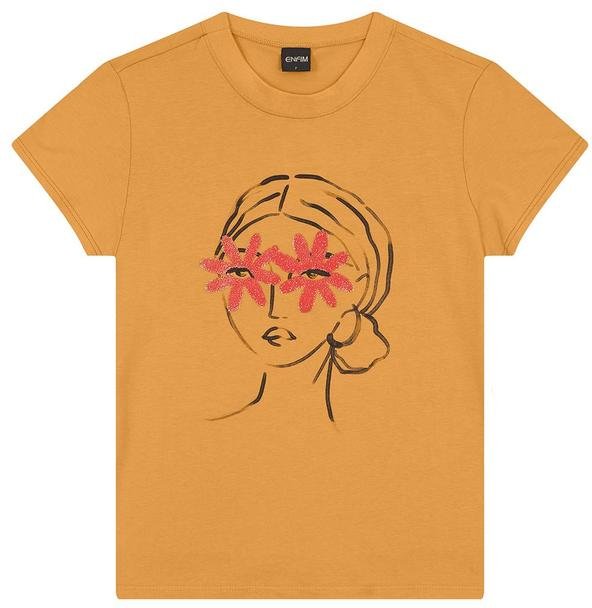 Camiseta Ilustração com Foil Amarelo Mostarda