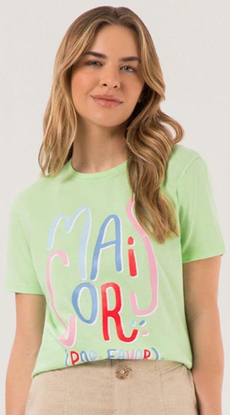 Imagem principal Camiseta Slim D em Meia Malha Penteada Verde Lunender Lunender