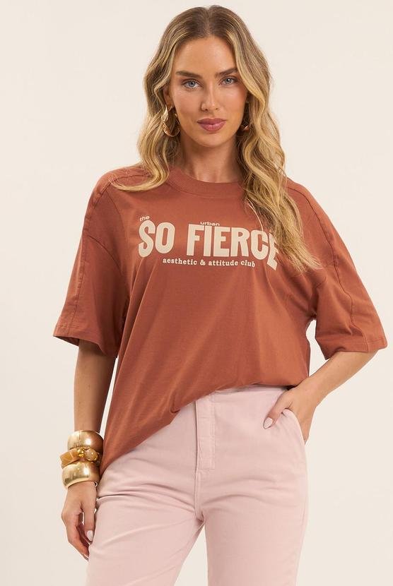 T-Shirt Boho em Meia Malha Marrom