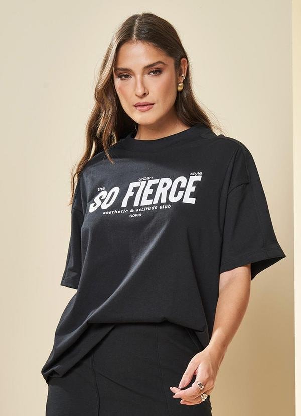 T-Shirt Boho em Meia Malha Preto