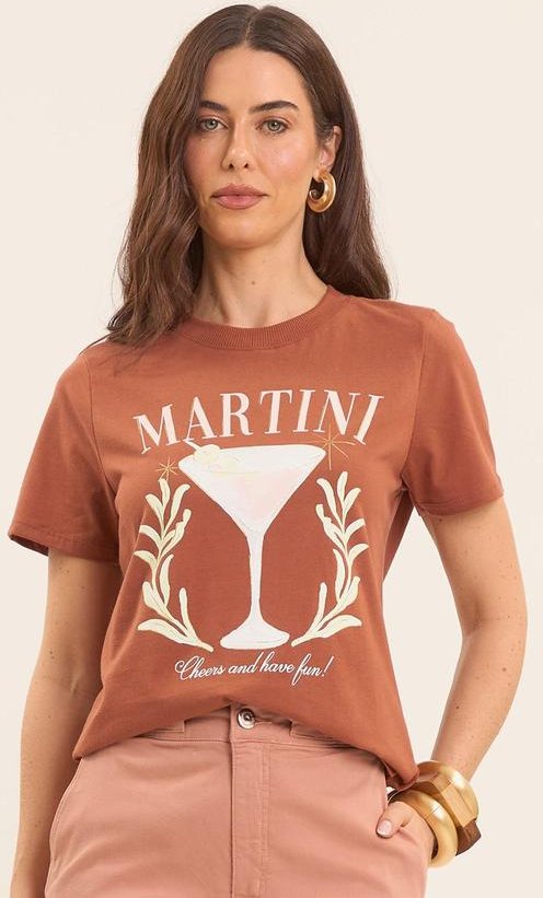 T-Shirt Oliva Estampada Marrom