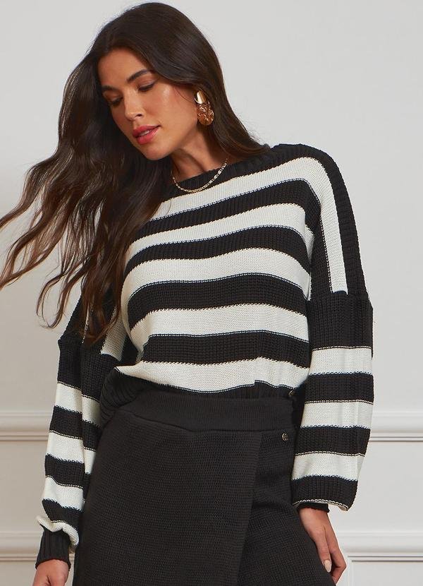 Blusa Tricot Cora Preto e Natural