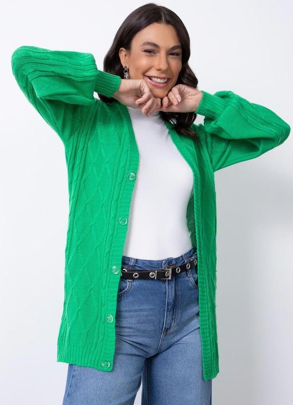 Casaco de Tricô Alongado Verde