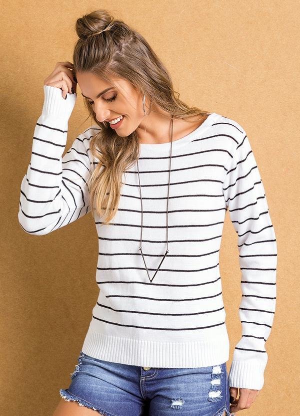 Imagem principal Suéter Tricô Listrado Preto e Branco Quintess Quintess
