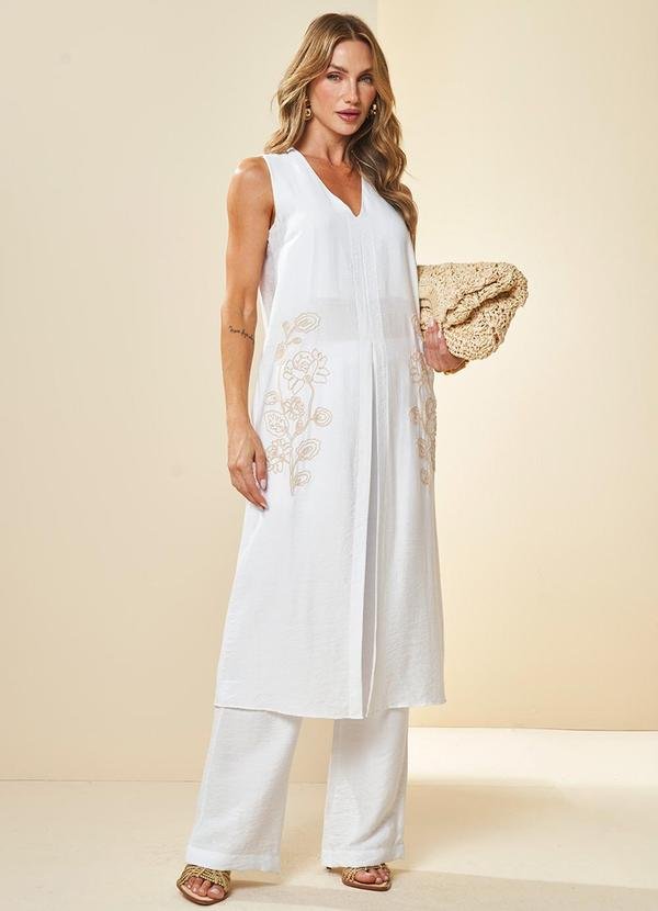 Blusa Túnica Celebration Bordada Branco