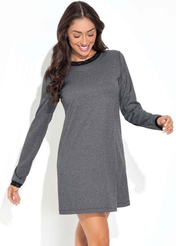 Camisola Mescla Escuro em Canelado