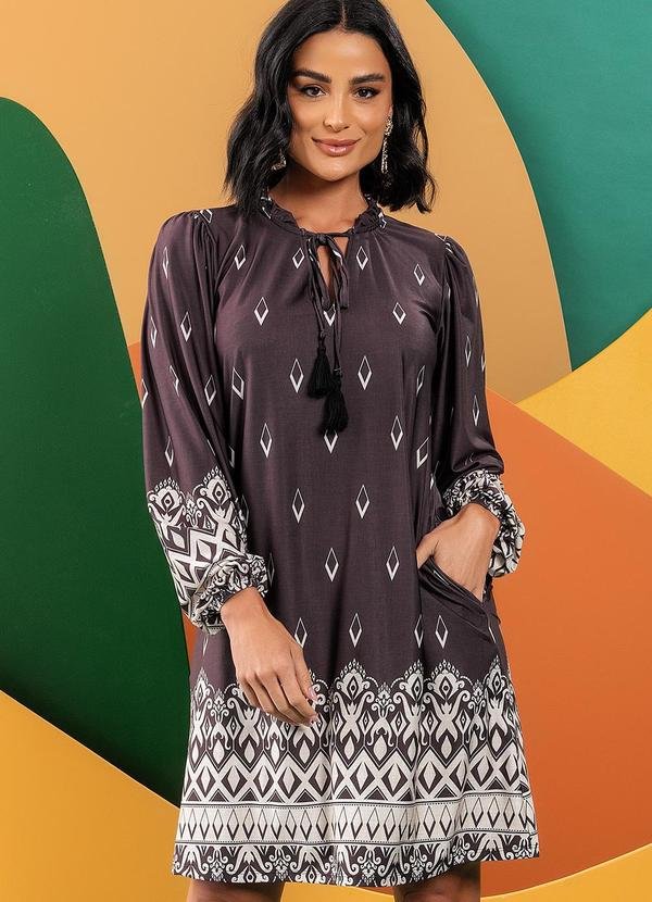 Vestido Barrado Folk em Malha Fria