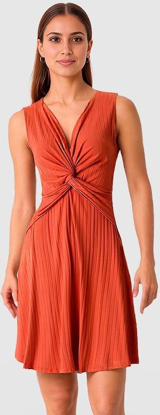 Imagem principal Vestido Canelado com Torção Laranja Escuro Malwee Malwee