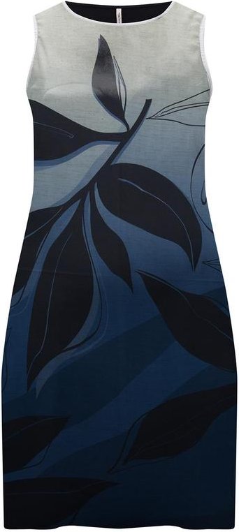 Vestido Curto com Frente Estampada Azul