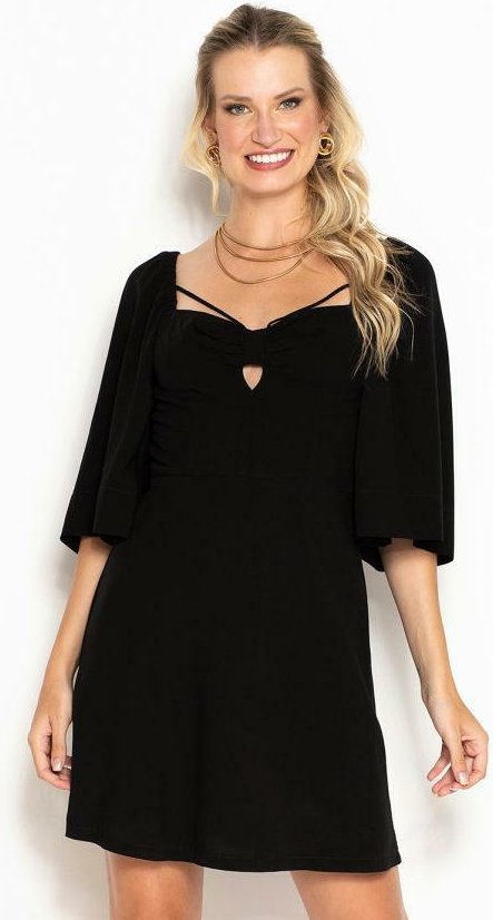 Imagem principal Vestido Curto de Viscose Decote Vazado Preto Maria Filó Maria Filó