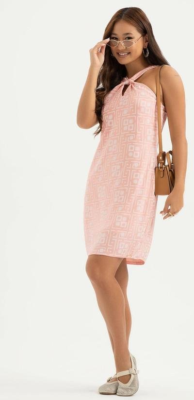 Vestido Curto em Viscose Rosa Claro