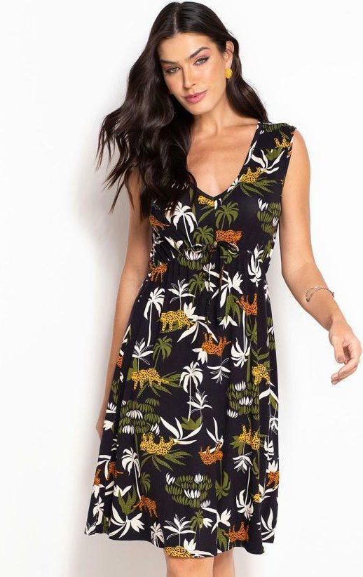 Imagem principal Vestido Decote V Selva Preto bonprix bonprix
