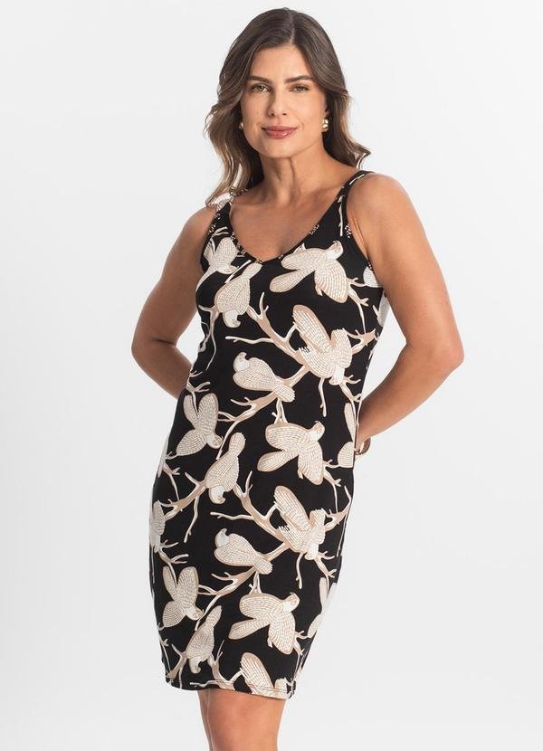 Vestido Estampado Preto