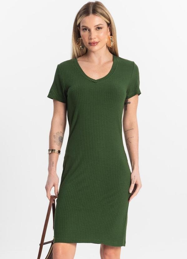 Imagem principal Vestido Feminino em Ribana Canelada Verde Rovitex Rovitex