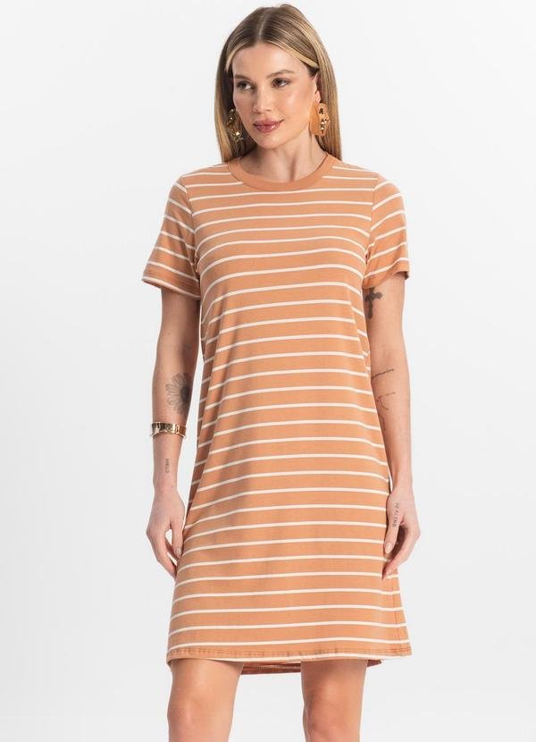 Vestido Feminino Listrado Marrom