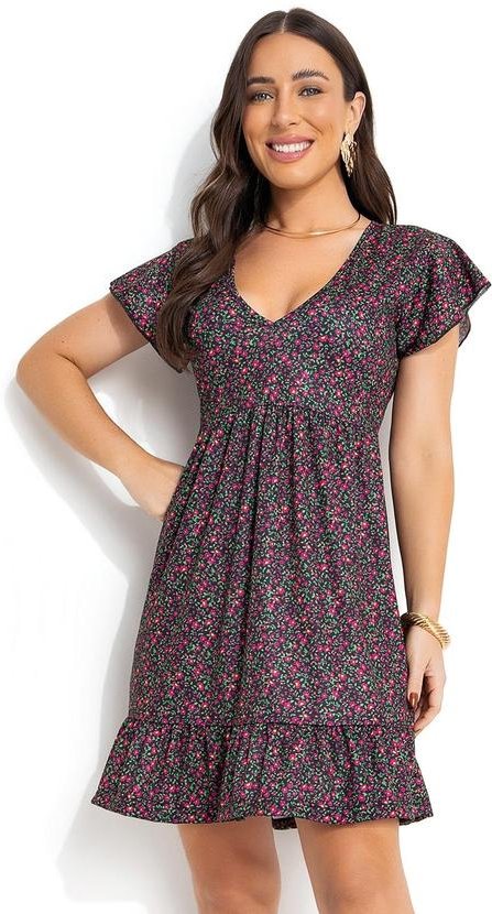 Imagem principal Vestido Floral Mini em Jersey Acetinado Moda Pop Moda Pop