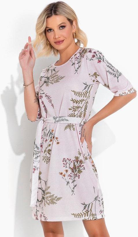Imagem principal Vestido Floral Rosa com Mangas Curtas e Faixa Moda Pop Moda Pop