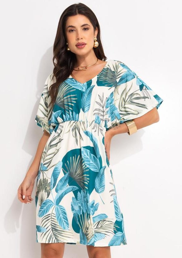 Imagem principal Vestido Folhagem Bege em Malha Fria Quintess Quintess