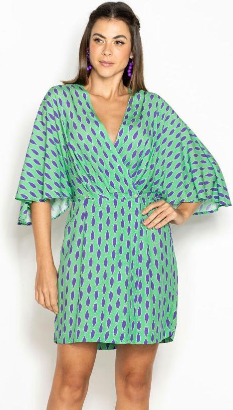 Imagem principal Vestido Kimono de Viscose Estampa Mini Tacos Verde Maria Filó Maria Filó