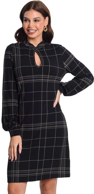 Imagem principal Vestido Manga Longa Xadrez Preto Rovitex Rovitex