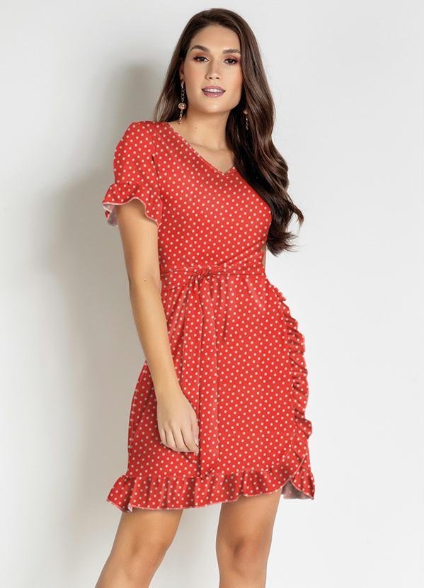 Imagem principal Vestido Poá Laranja com Babado e Faixa Moda Pop Moda Pop