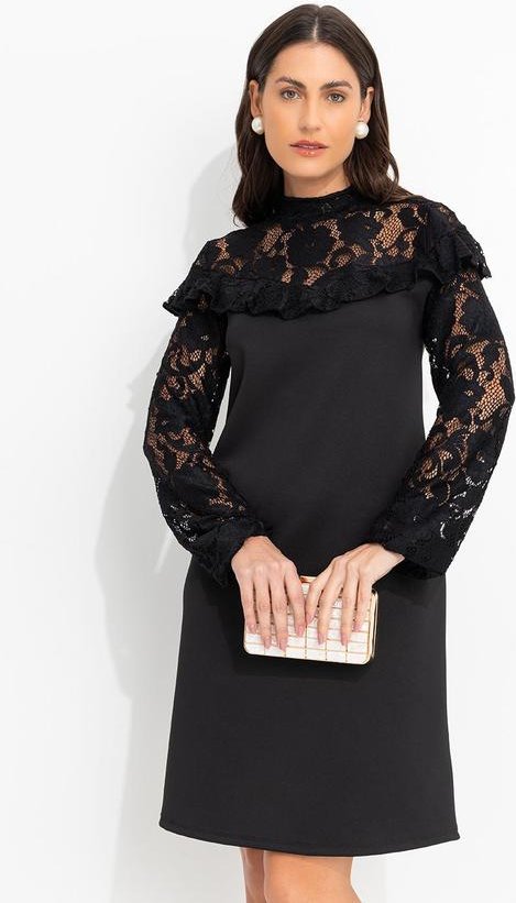 Imagem principal Vestido Preto em Malha Ponto Roma Sarjado Quintess Quintess