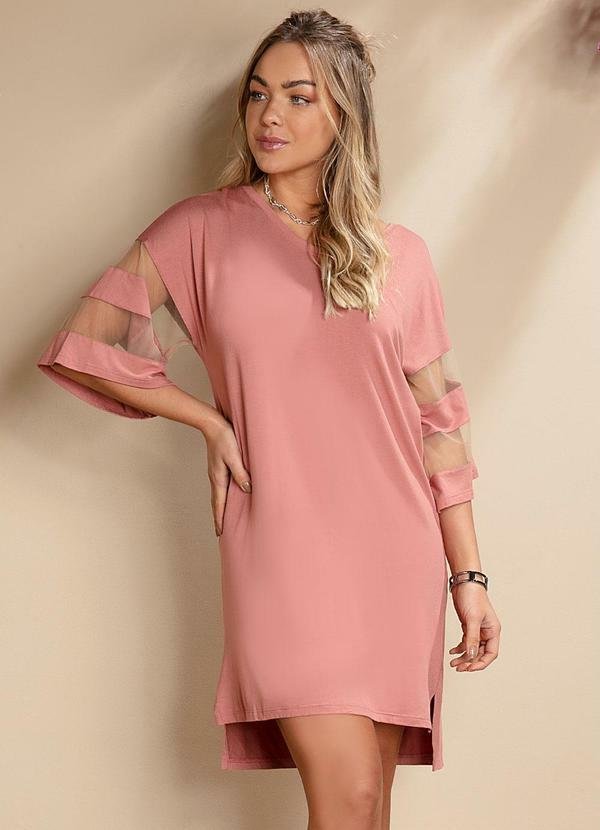 Imagem principal Vestido Rosa Queimado com Detalhes em Tule Quintess Quintess