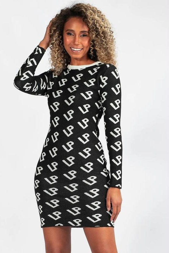 Vestido Tricot Curto Logomania Preto