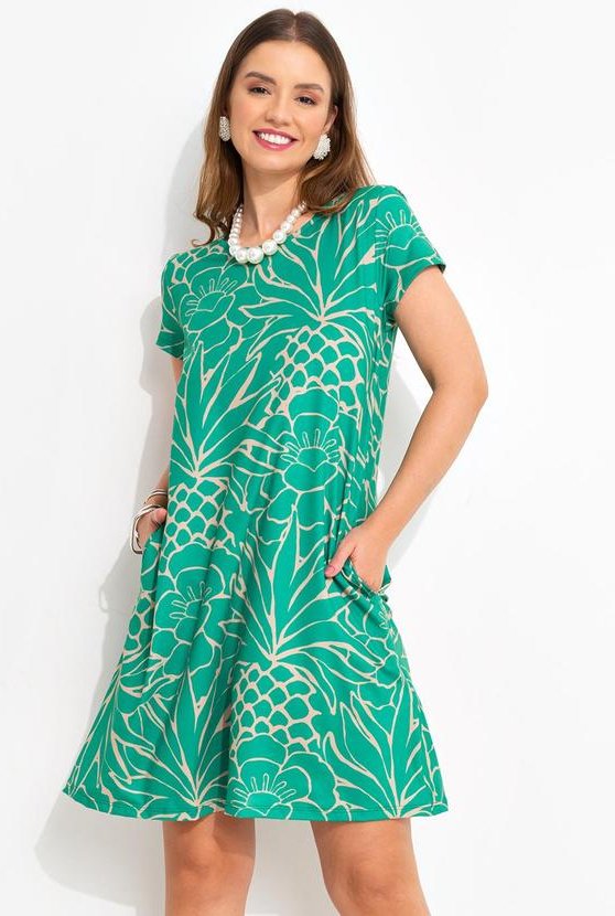 Imagem principal Vestido Tropical Verde em Malha Fria Quintess Quintess
