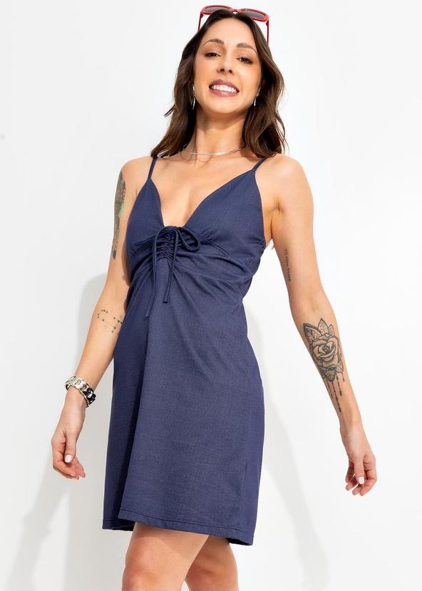 Vestido Jeans Azul Escuro em Malha